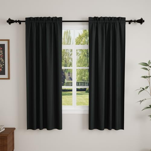 GFCC Blackout Curtains, Black Darkening Thermal Insulated Energy Saving Curtains & Drapes Light Blocking Blackout Curtain for Bedroom Living Room Kitchen Nursery, W52 x L54 Inch, 2 Panels