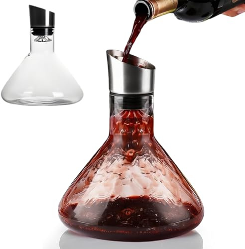 bechoanigel 1500ml Kristallglas Rotwein Dekanter mit Weinbelüfter & Filter,Tropffreier Weinkaraffe,Edles Geschenk für Schwiegereltern und Weinliebhaber Wein Dekanter