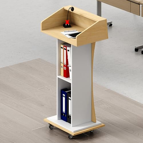 JIANSMZ Wooden Podium Stand with Storage Versatile Lectern for Church Office School Conference Restaurant Meeting Room Auditorium - & Elegant Design