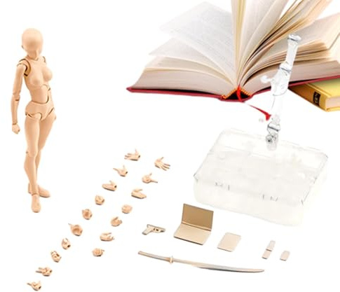 Generisch Gliederpuppe zum Zeichnen, 15 cm Action Figuren Zeichnungsmodell, Flexibler Mannequin, Skizzieren Bewegliche Figur, Bewegliche Gesten Figurenmodelle mit Sockelunterstützung und Zubehör