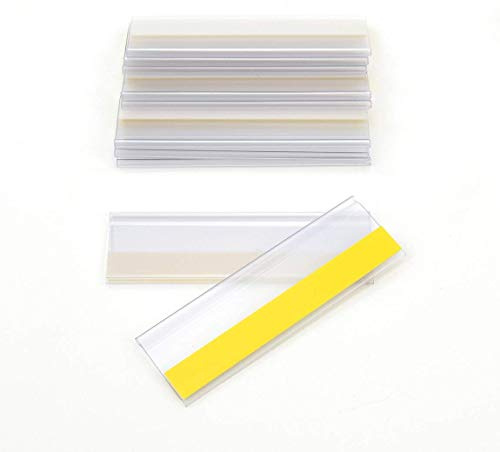 Selbstklebende Etikettenhalter für Einstecketiketten 200 mm Breit/Tickethalter/Etiketten Halter (54 mm Höhe, Transparent, 10 Stück)