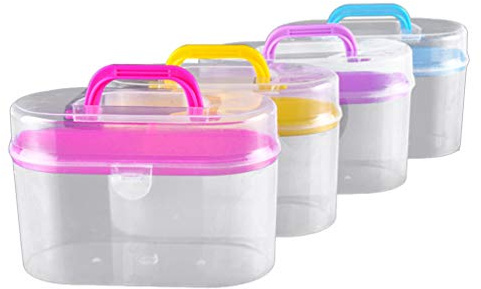 Astuccio per Forniture per Cucire in plastica Scatola da Cucito a Doppio Contenitore per Maglieria Vuoto Contenitore per Cucire organizzatore con Manico (Colore Casuale)