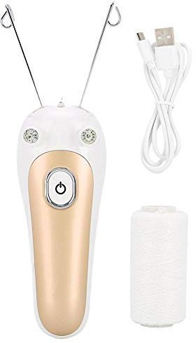 Depilazione facciale del corpo elettrico Filettatura Epilatore Filo di cotone facciale Trimmer Remover per donne Viso Braccio Gamba Uso(Oro)