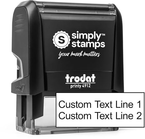 Custom Line Stamps | Custom Text Office Stamp | Short or Long | 20 Font Choices | Multiple Color Options | Up to 8 Lines of Text | Perfect for Personal or Professional Use (2-Line, Short)