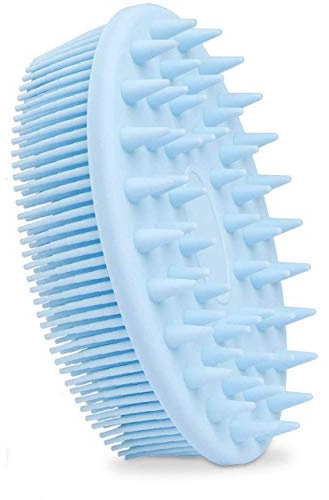 Hair Scalp Massager Shampoo Brush Body Scrubber, 2 in 1 Silicone Body Bath Brush&Scalp Scrubber, Dual-use Remove Dandruff & Shower Brush, Soft Bristles Care for Men, Women, Kids, Pets-Blue 1 Pack