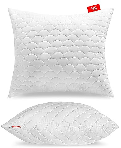 Softimi Kopfkissen Schlaffkissen Bettkissen Gestepptes Premium Kissen 50x60 cm Antiallergisch - Anti-Milbe - Geruchlos sofort verwendbar - Mit Härteeinstellung (50x60 cm)