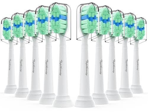 Toptheway Toothbrush Replacement Heads Compatible with Philips Sonicare C1 C2, Plaque Control Electric Toothbrush Head for ProtectiveClean 4100 5100 5300, 10 Pack