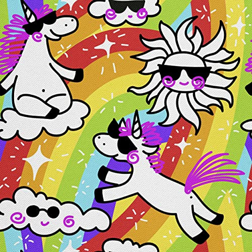 HEKO PANELS Stoff Oxford wasserdicht, Regenbogen, 1 Meter 155 x 100 cm | Dekostoffe zum Nähen und Handwerken, blickdichte Möbelstoffe, Nähstoffe DIY, als Meterware erhältlich