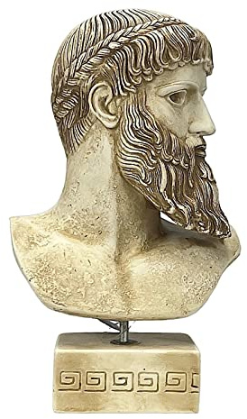 Neptuno Poseidón de Artemision Dios del mar Busto Cabeza Piedra Fundida Estatua Marrón