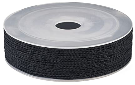 Bestewelry 45 m schwarze Nylonfäden, 1 mm geflochtene chinesische Knotenschnur, Mambo-Fadenschnur mit Spule für Perlenarmbänder, Schmuckherstellung