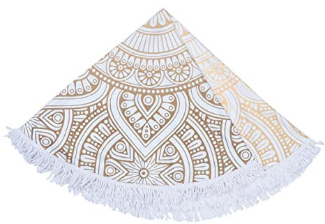 Cabilock Runde Yogamatte Aus Mikrofaser Großes Schnelltrocknendes Strandtuch Mit Boho Muster Vielseitig Als Picknickdecke Und Wandteppich Für Yoga Und Meditation Weiß