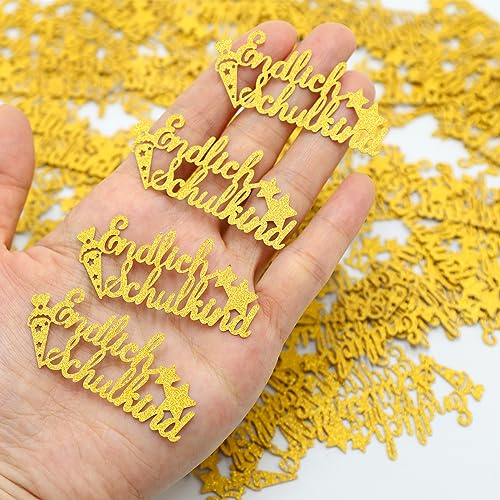 100 Tabletten Endlich Schulkind 2023 Konfetti Groß Glitzernd für Schuleinführung Einschulung Schulanfang Jungs und Mädchen Streudeko Tischdeko (Türkis)