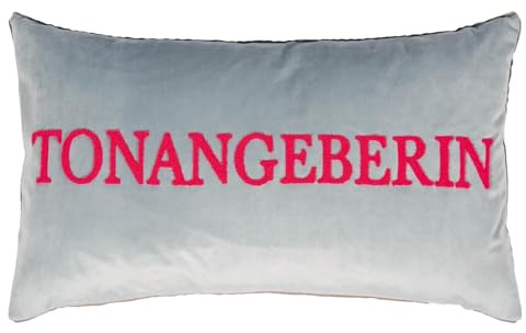 Pad Home Kissenhülle Tonangeberin Sky Dekokissen Kissenbezug Schriftzug Spruch Statement Grau Pink 35 x 70 cm