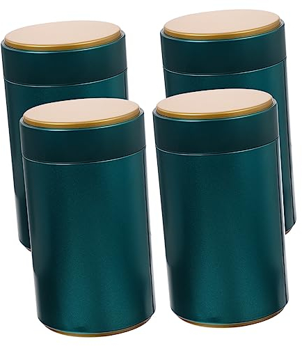 Didiseaon 4pcs Tinplate Tea Canisters Airtight Small Metal Kitchen Tea Tins for Bag Storage Jars Food Containers