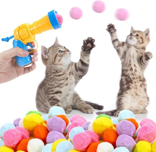 BizoeRade Katzenspielzeug, Plüschbälle-Wurfspiel-Set für Katzen, leise weiche interaktive Spielzeuge für Hauskatzen und Kätzchen
