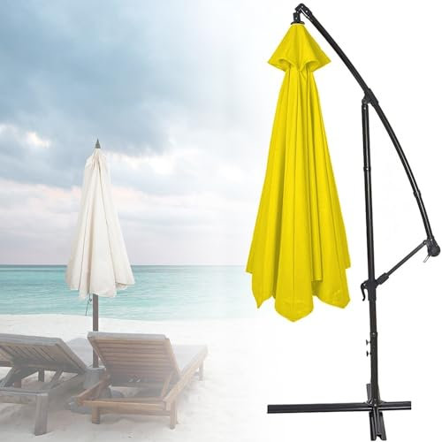 Sonnenschirm Bespannung Für Ampelschirm - 300/270/200cm 8 Streben/6 Streben Gartenschirm Stoff Ersetzen - UV-Schutz Wasserdicht Schirmbezug Sonnenschirm Ersatzteile(Color:Yellow,Size:8 ribs-2.7m(8.8ft