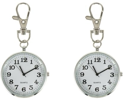 VALICLUD Schwesternuhr Mit Clip 2Er Set Taschenuhr Für Krankenschwester Schlüsselbund Uhr Quarz Hängender Anhänger Schlüsselanhänger Für Tasche