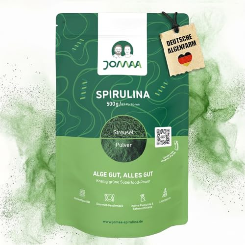 Spirulina aus Deutschland (500g, Pulver) - Mild - Lecker - Natürlich - Rohkostqualität - Regional Deutscher Anbau - Gourmet Algen - Reichhaltig - Bioaktiv - Hohe Nährstoffverfügbarkeit - Laborgeprüft