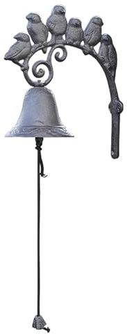 Outdoor Dinner Bell | Gusseisen Hofglocke | Wandmontierte Bauernhausglocke | Dekorative Torglocke | Gusseisen Kirche Wandglocke, Vintage Haustor Glocke mit 6 Vögeln Groß & Laut für Ladeneingang Garten
