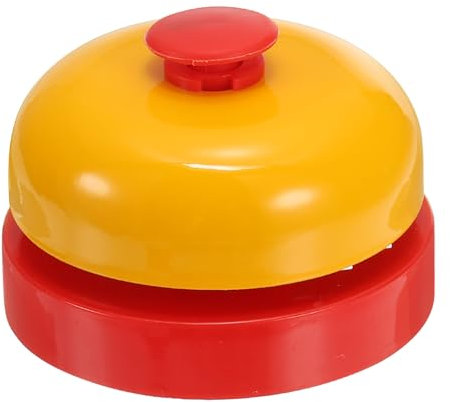 PATIKIL Desk Call Bell 2.5 Diameter, Dinner Desk Front Bell for Service with Metal Anti-Rust Construction for Hotel Restaurant Reception Areas Office Warehouse, Yellow/Red
