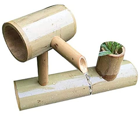 DDKYHU Decorazione Fontana in bambù, Fontana d'Acqua a Basso Profilo, Fontana in bambù con Pompa, Realizzata a Mano in bambù per Giardino, Interno ed Esterno