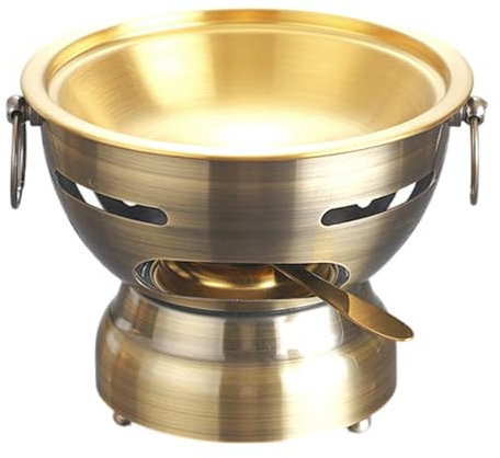 MagiDeal Casserole Shabu Acier Inox, Réchaud Portable avec Poignée, Ustensiles de Cuisine pour Activités Extérieures, Cuivre