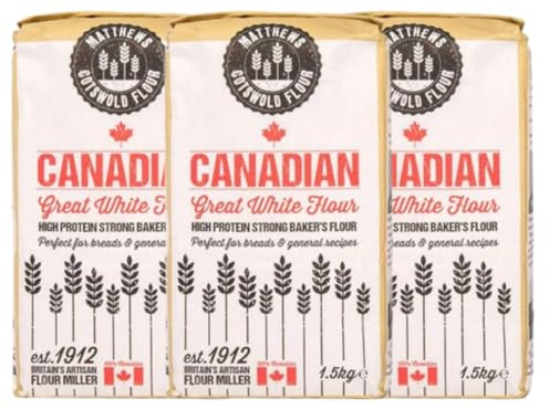 Matthews Canadian Bread Flour 3X1.5kg - Strong White Flour 14% for Artisan Baking, Sourdough, Bread Makers, Focaccia, Baguettes & Homemade Recipes