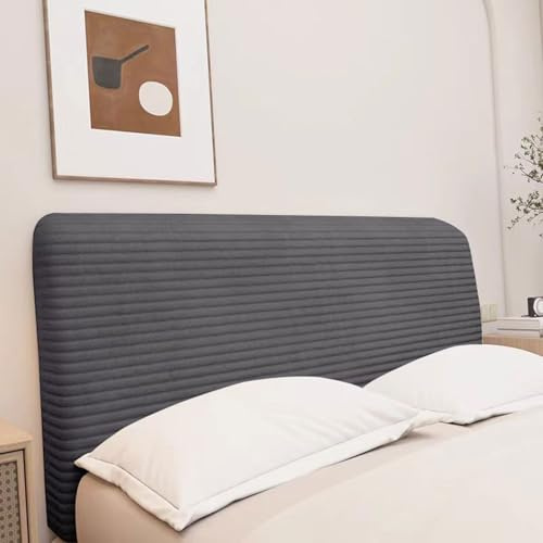 Cord-Bettkopfteilbezug/Kopfteil-Schonbezug, Bettkopfteilhusse für Doppel-, Einzel Kingsize-Bettkopfteilbezüge, staubdichter Stretch-Bettbrettschutzbezug für die Schlafzimmerdekoration(200cm,Gray)