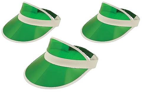 Adults 80s Retro Style Sun Visor Hat Unisex Mens Womens Plastic Golf Visors Headband Cap for Poker Party Tennis UV Protection HatsGreen-3