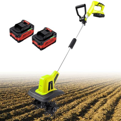 Zappatrice Elettrica Da Giardino a Batteria, Motocoltivatore a Batteria Da 20 V Con 2 Batterie Al Litio Da 4,0 Ah,Motocoltivatore Elettrico Da Giardino a 270 Giri/Min per Giardinaggio
