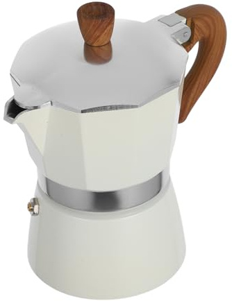 VANZACK Caffettiera Artigianale 150ml Colore Panna Coperchio Antiscottatura e Impugnatura Ergonomica Antiscivolo, Per Casa e Ufficio, Set 1-3 Tazze