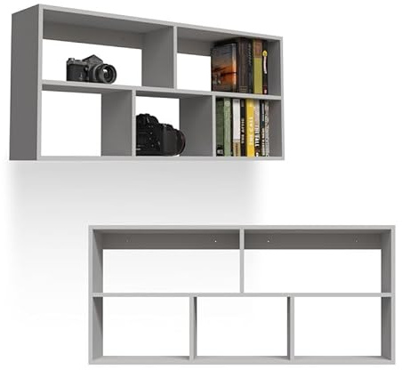 INTEGRI Bücherregal - Wandregal - Hängeregal - Schweberegal - Würfelregal 110x50x20,4 cm Regal schmal - Deko Wohnzimmer - Regal Weiß - Pflanzenregal - Flur Möbel - Wandschrank