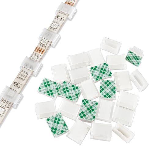 GooChan Strip lätt monteringsklämmor självhäftande remsfästen, 100-pack klämmor fixerar ljusremsa 8 mm 10 mm 12 mm (för 10 mm (3/8 tum) bred remsa ljus)