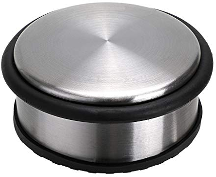 IGNPION 1.01kg Stainless Steel Door Stop Heavy Duty Metal Floor Door Stopper Bumper with Rubber Buffer Ring - No Fixing Design(Silver)