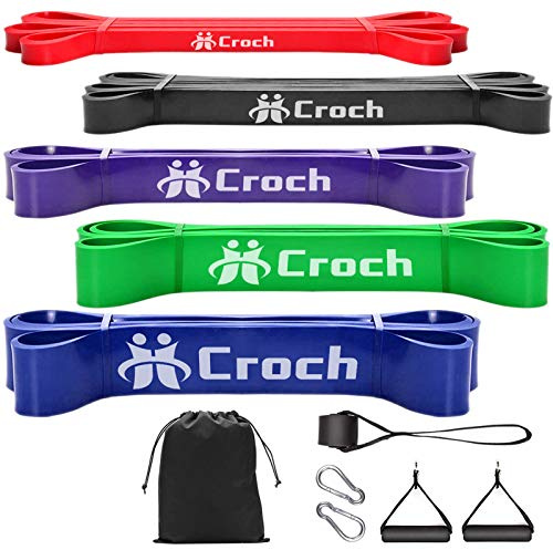 Resistance Bands Set aus Naturlatex Widerstandsband als Widerstand und Unterstützung für Klimmzughilfe mit Übungsanleitung, Krafttraining und Muskelaufbau NT40092 (5 Set)