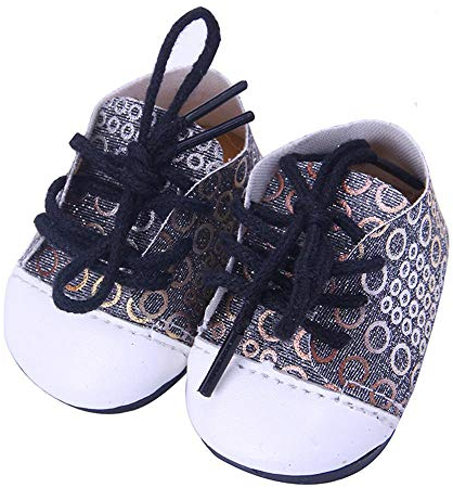 Aeromdale Puppenschuhe, buntes Pailletten-Kreismuster, für 45,7 cm große Puppenschuhe – Schwarz – 1 Paar, Puppenzubehör