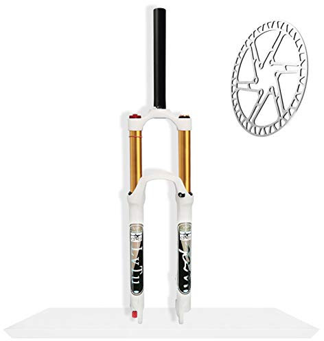 LvTu Mountainbike 140mm Federweg Luft MTB Feder Gabel 26 27,5 29 Zoll, Rebound Adjust Gerades/Konisches Rohr Scheibenbremse Fahrrad Vorderrad Gabel (Color : Straight Manual Lock, Size : 26)