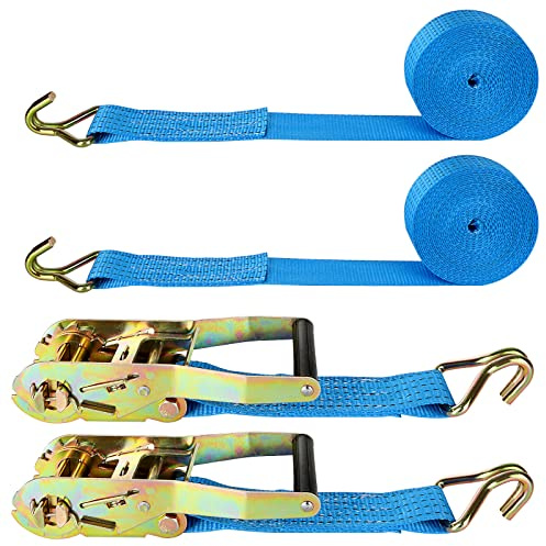 JMIATRY Lot de 2 sangles à cliquet robustes avec crochets, sangles d'arrimage à cliquet de 3 mx50 mm avec résistance à la rupture de 3 000 kg, motos, camions et remorques