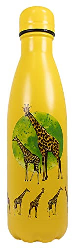 NatureVac Reusable Stainless Steel Giraffe Water Bottle 500ml, BPA Free Thermal Vacuum Insulated Bottle for 12 Hours Hot and 24 Hours Cold Drinks - Leakproof Flask Water Bottle for Gym, Sports