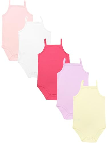 TupTam Baby Trägerbodys 5er-Set | Mädchen-Babybodys im 5er-Set aus 100 % weicher Baumwolle mit Spaghettiträgern, luftig und angenehm für warme Tage
