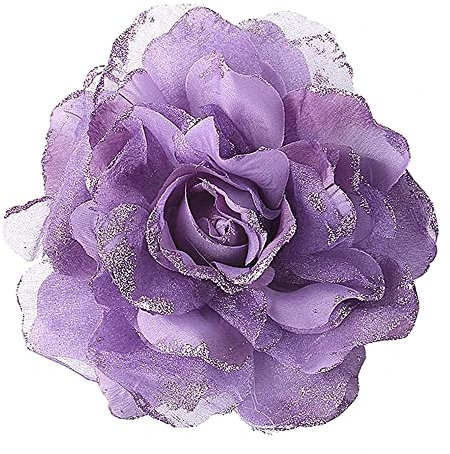 KABELIF 16CM Groß Blume Haarspange Haarblume Rose Brosche Blume Kopfschmuck Haarschmuck Boutonniere Handgelenksblume für Party Strand Hochzeit (Lila)