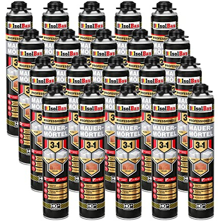 Isolbau Mauermörtel 20 x 750ml Pistolenschaum Montageschaum Klebeschaum 3 in 1 PU-Mörtel