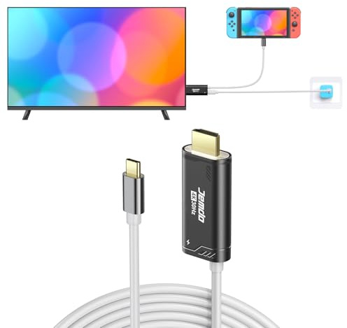 JINGDU Tragbares Switch TV Dock, USB C auf HDMI Kabel mit PD100W Ladeport für Switch OLED only, Screen Mirroring Adapter für NS only/Steam Deck only, 4K@30Hz, 2m, Schwarz