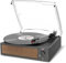 Vinyl Record Player with Speaker Vintage Turntable for Vinyl Records, Belt-Driven Turntable Support 3-Speed, Wireless Playback, Headphone, AUX-in, RCA Line LP Vinyl Players Retro Black