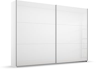Rauch Möbel Aurelio, Schwebetürenschrank, Hochglanz Weiß, Breite 261 cm | Kleiderschrank mit Schwebetüren, Schiebetüren, 2-türig, für Schlafzimmer, Kinderzimmer, Wohnzimmer, Gästezimmer, Garderobe