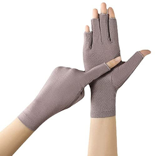Sonnenschutzmittel Fingerlose Handschuhe Uv -Schutz Halbe Fingerhandschuhe Sommer Sonnenblöcke Handschuhe Fahren Reiten Fischerei Golf Frauen Mädchen Grau