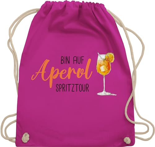 Turnbeutel Rucksack - Karneval & Fasching - Taschen - Bin auf Aperol Spritztour I JGA I Mädelsabend I Spritz Tour - Unisize - Fuchsia - malle beutel karnevalsbeutel faschings glas stoffrucksack