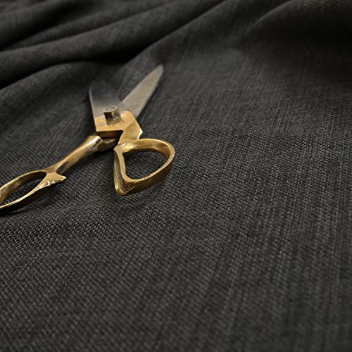 Redbrick Mill Fabrics Schwer entflammbarer, weicher Designer-Leinen-Look, Chenille-Stoff, ideal für Polstervorhänge, Jalousien, Vorhänge, Kissen, in Anthrazitgrau, 135 cm Breite