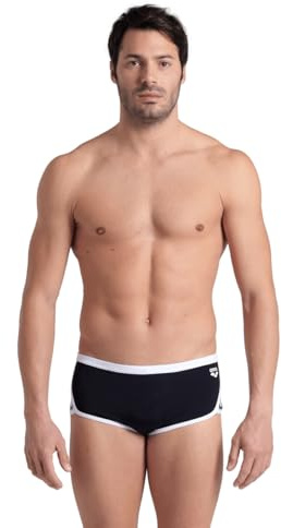 ARENA Costume Uomo Slip Alto Nuoto Piscina Swim Briefs Icons Trunk Nero Vintage (46)