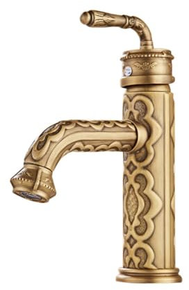 Wasserhahn Bad Waschtischarmatur Retro Antik Stil 360° Drehbar Messing Einhebel Mischbatterie Waschbecken Armatur, Badarmatur Waschtischbatterie Badezimmer, Bronze